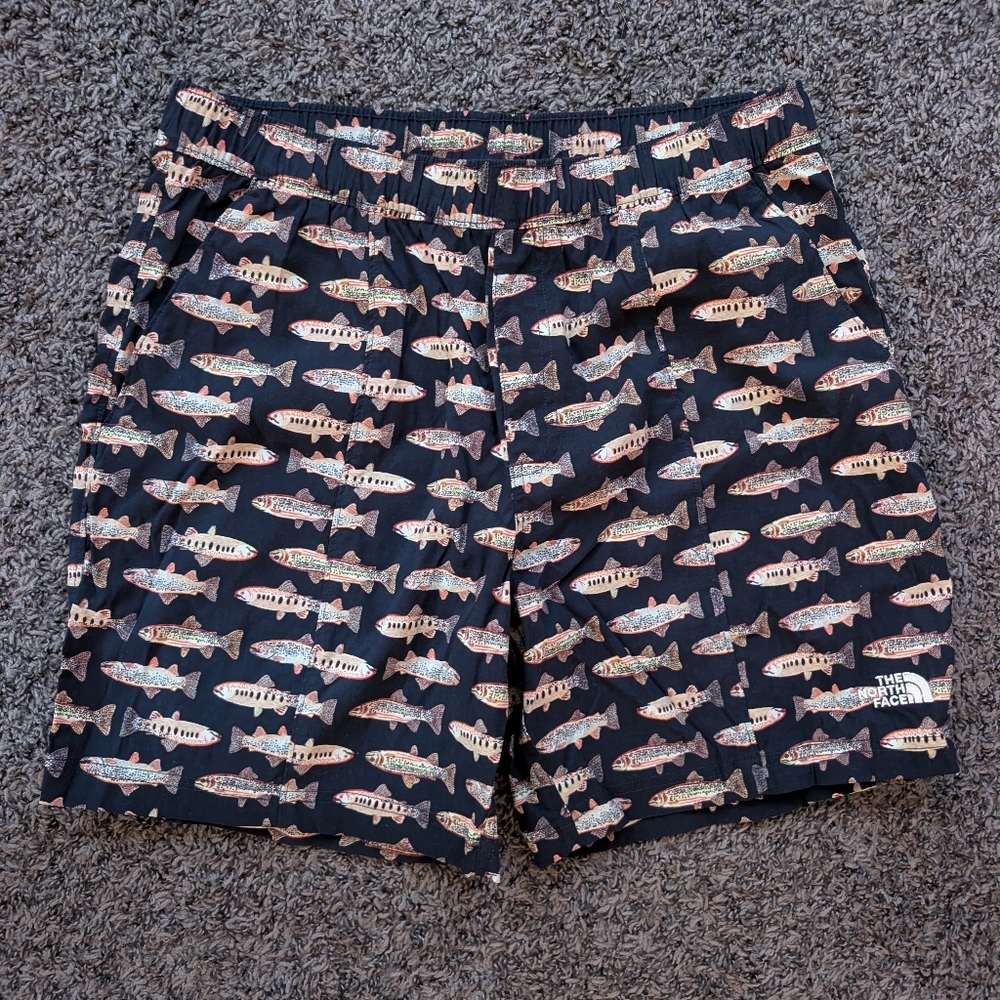 The North Face Black Fish Pattern Swim Trunks Shorts
